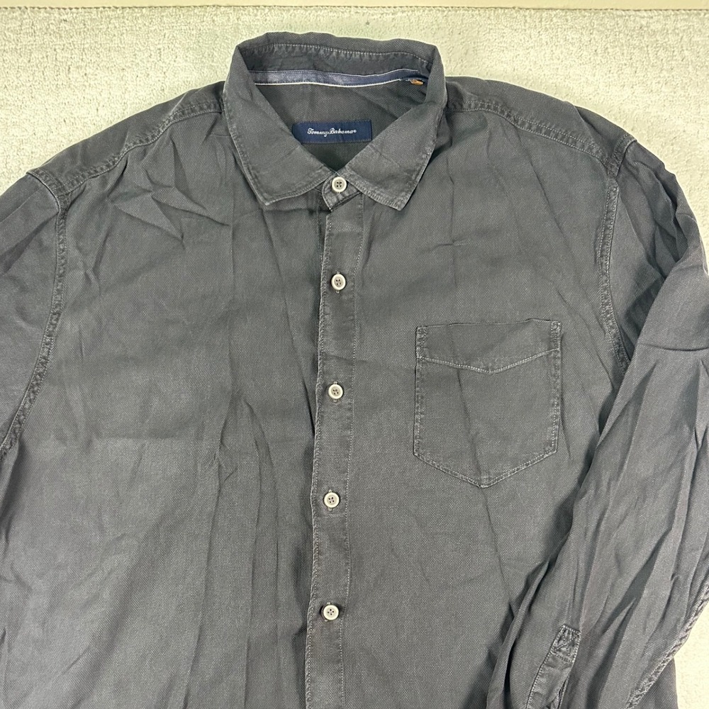 Tommy Bahama Mens XL TG Gray Button Down Long Sleeve Tencel Cotton